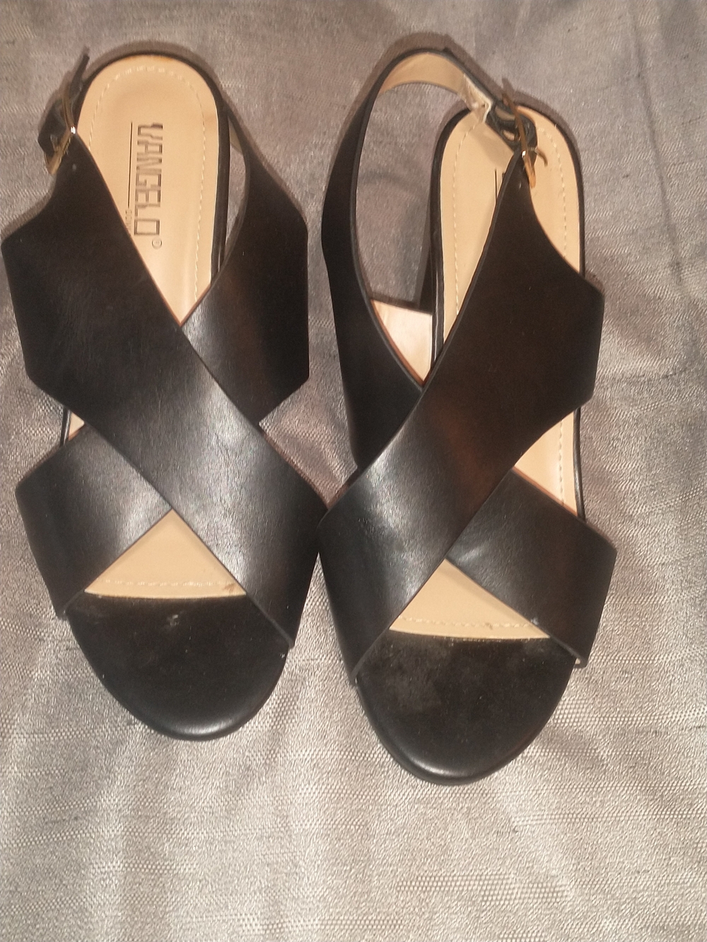 VANGELO NWT Black Crisscross Slingback Sandals
